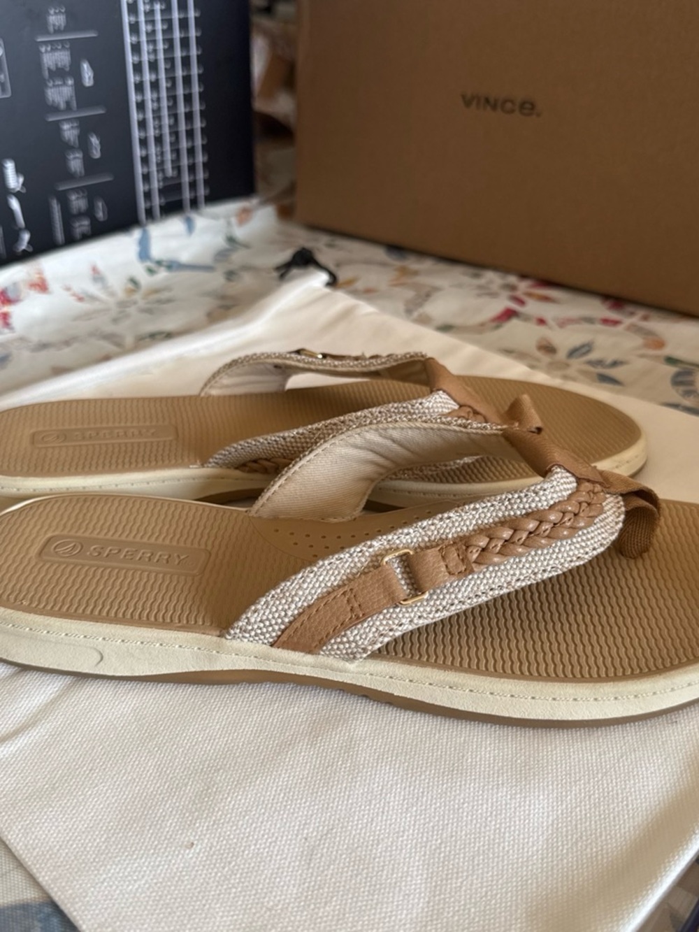 Sperry Ruby Women’s Tan & Cream Braided Flip Flop Sandals